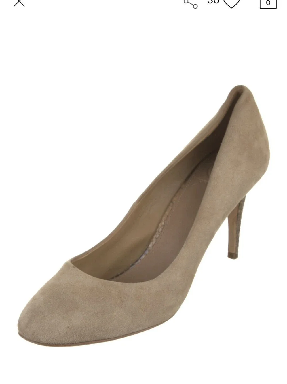 Tory Burch, Taupe Suede Pump with Textured Snakeskin Heel, Size 10
